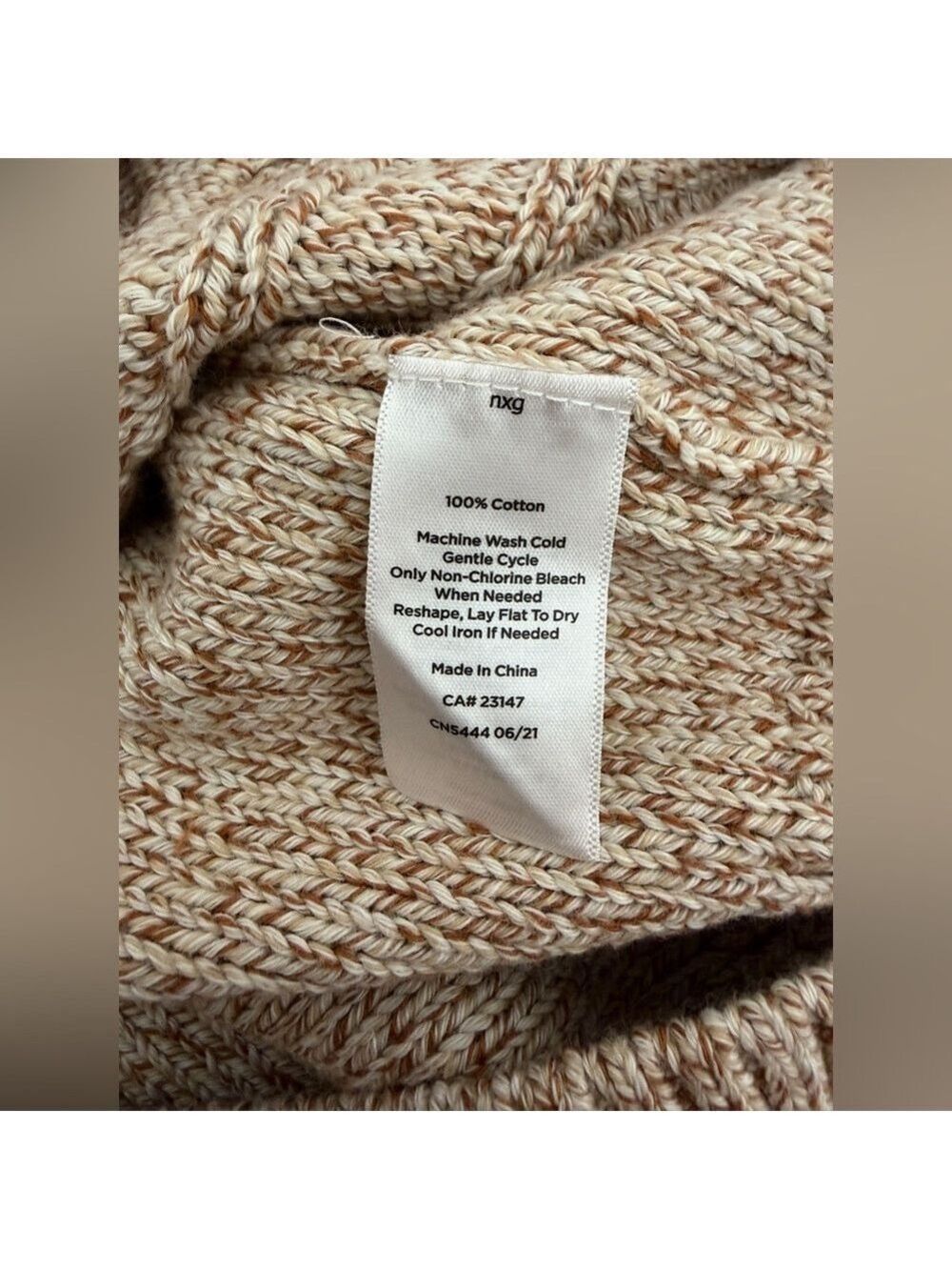 Talbots Marled Beige Chevron Cable Knit Crewneck Sweater Size XS - Picture 4 of 5